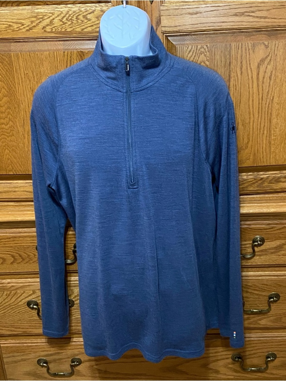 Smartwool Merino Wool 250 Base Layer Quarter-Zip Top Blue Men's Sz XL Hiking
